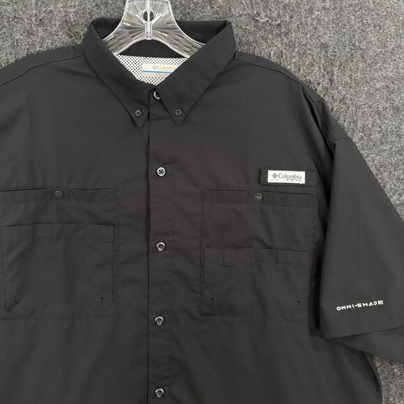 Columbia PFG Tamiami II Shirt Men's XL Black Omni-Shade Vented Fishing Pockets - Picture 2 of 9
